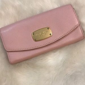 MK “BLOSSOM PEBBLED-LEATHER FLAP WALLET”